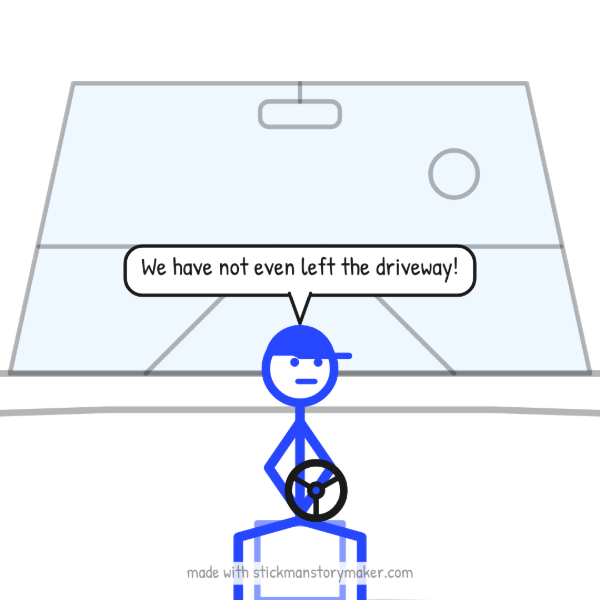 A scene from the "Are we there yet?" stick figure video