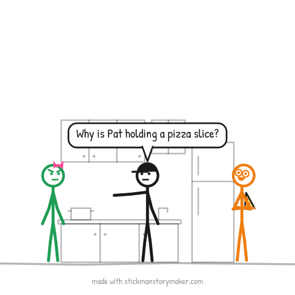 A scene from the "Who ate my lunch?" stick figure video